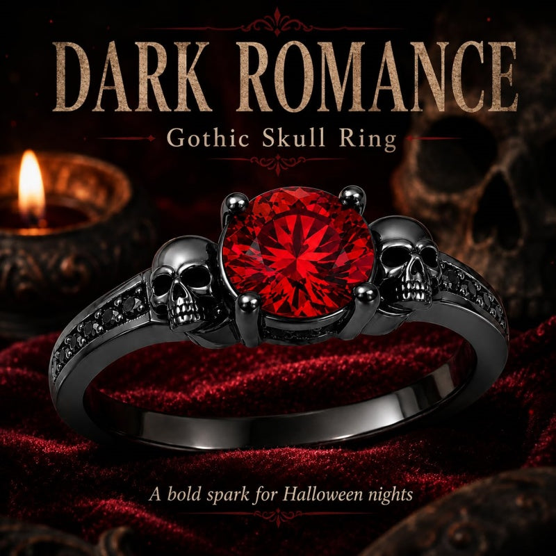 Sterling Silver 10K 14K 18K Gold Personalized Gothic Skull Ring Exquisite Spooky Jewelry for Halloween Lovers