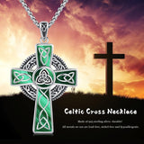 14K Gold Plated Celtic Vikin Cross Pendant Necklace Irish Jewelry Religious Protective Gift