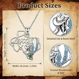 Sterling Silver  Bluebonnets Cow Skull Cowboy Hat Boot Cactus Cowgirl Texas Necklace Texas Necklace