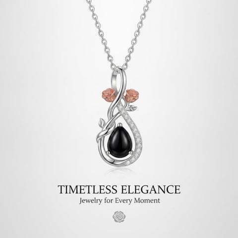 Sterling Silver Teardrop Gemstone Rose Butterfly Infinity Heart Necklace for Women
