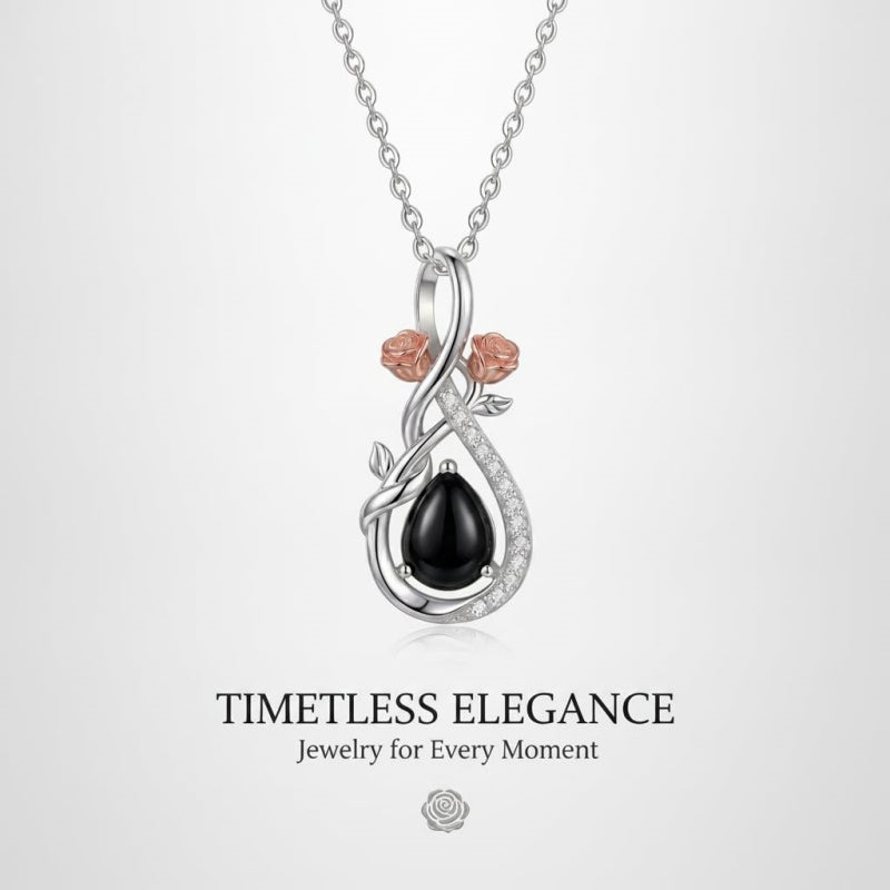 Sterling Silver Teardrop Gemstone Rose Butterfly Infinity Heart Necklace for Women