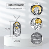 Sterling Silver  Virgin Mary Saint Florian Saint Jude Saint Michael Saint Benedict Amulet Protection Pendant Necklace