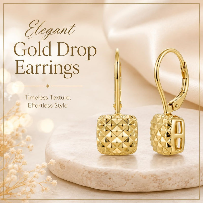 14K Gold Plated Ball Leverback Earring for Women