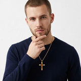 14K Gold Plated Wooden Cross Pendant Necklace Christian Catholic Jewelry Religious Gift