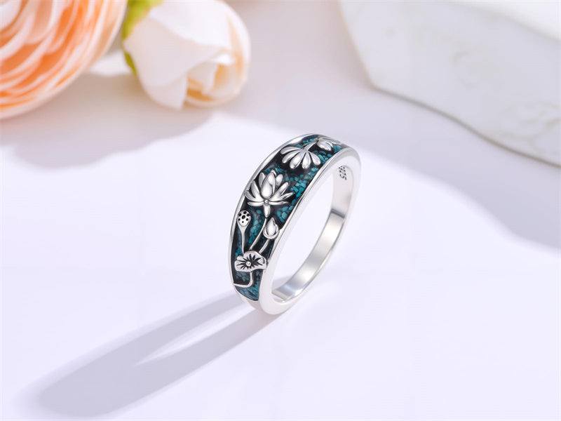 Sterling Silver Turquoise  Dragonfly Hummingbird Turtle Butterfly Mountain Celtic Knot Lotus Ring  Gifts for Women