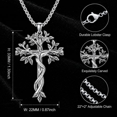 Sterling Silver Cross Pendant Necklace Gift for Anniversary Christmas