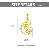 14K Real Yellow Gold Mother and Child Pendant Necklaces for Women,Anniversary Birthday Jewelry for Grandmother Daughter Wife 16''-18''