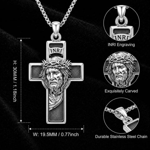 Sterling Silver Cross Pendant Necklace Christian Religious Jewelry Gifts for Anniversary