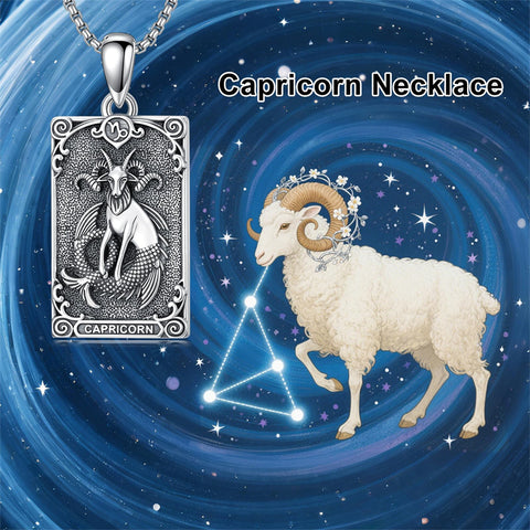 Sterling Silver Tarot Card 12 Zodiac Sign Pendant Necklace