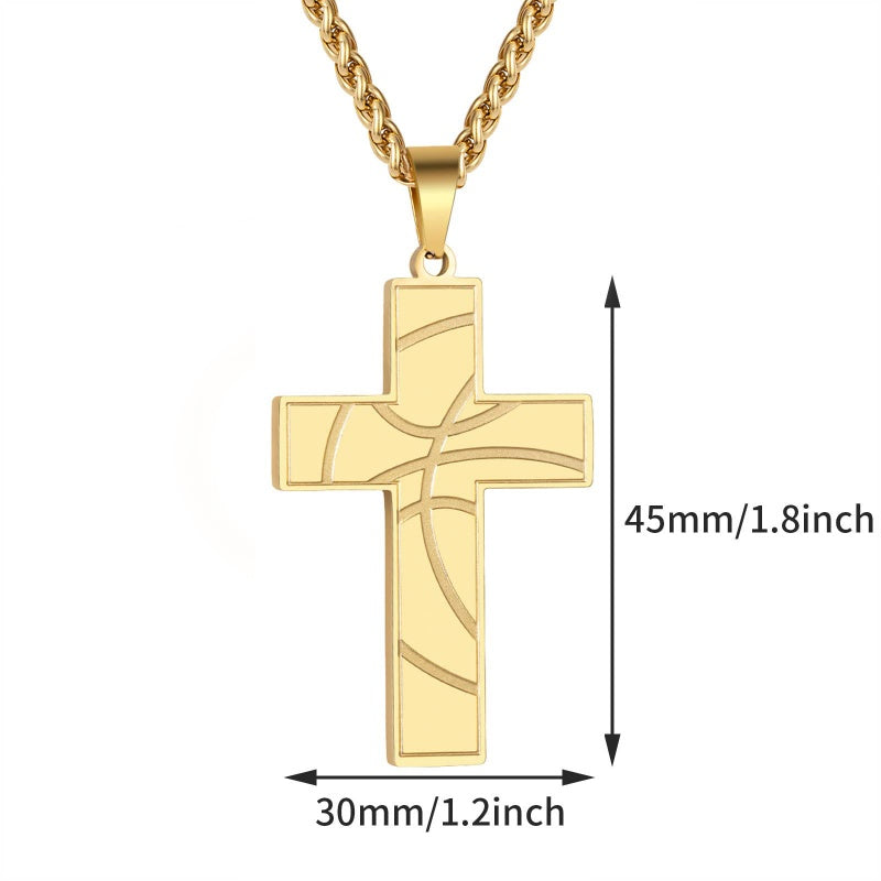 14K Gold Plated Bible Verse Basketball Cross Pendant Necklace for Men