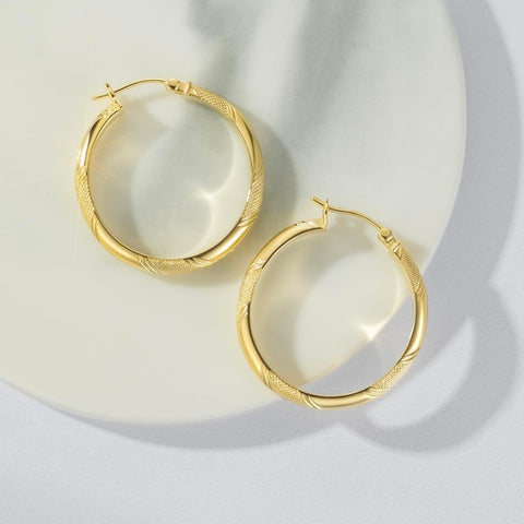 14K Gold Plated  Large Thick Hoop Earrings for Women