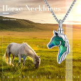 Horse Cremation Jewellery Urn Necklaces 925 Sterling Silver Horse Necklace Abalone Shell Ashes Jewellery Memorial Gifts