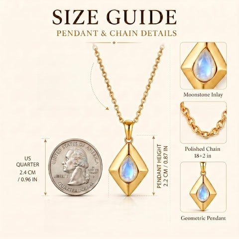 14K Gold Plated Bohemian Teardrop Pendant Necklace for Women