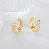 14K Gold Plated Cubic Zirconia X-shaped Huggie Earrings for Women