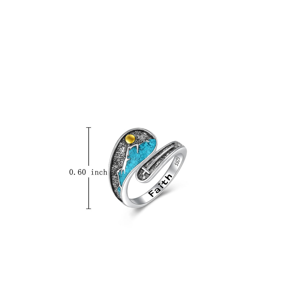 Sterling SilverMustard Seed Turtle Ocean Butterfly Dragonfly Turquoise Adjustable  Spoon Ring Spoon Jewelry for Women