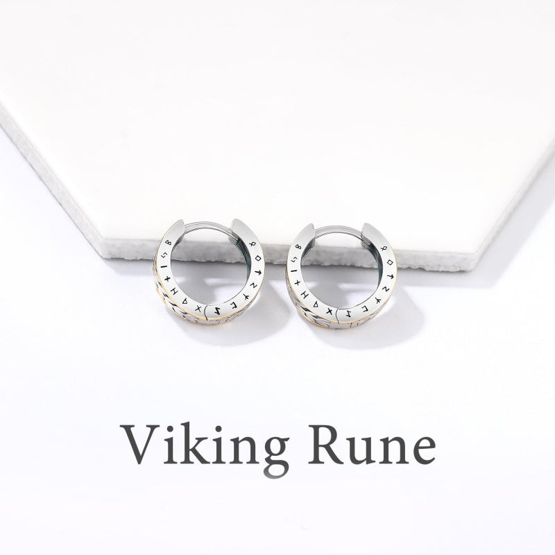 14K Gold Plated  Viking Hoop Earrings