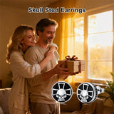 Sterling Silver Black Onyx Tree of Life Ankh Cross Skull Valknu Viking Stud Earrings