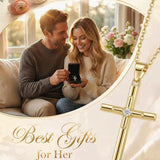 Minimalist Cross Pendant Necklace 14K Gold Plated for Women Faith Jewelry Religious Gifts