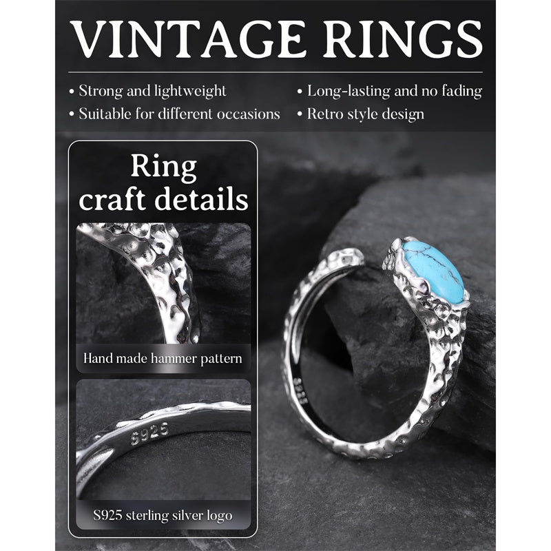 Sterling Silver Turquoise Adjustable  Rings for Women