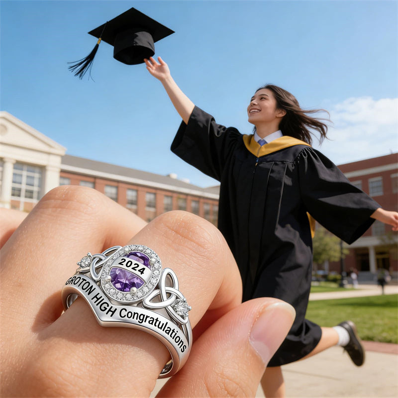 Sterling Silver Personalized High School College Graduation Ring