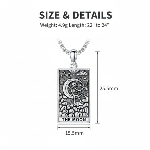 Sterling Silver Lovers Hierophant Magician Three of Swords Wheel of Fortune SkeletonTarot Card Pendant Necklace