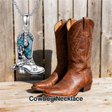 Sterling Silver Cowboy Boot Cowgirl Pendant Necklace
