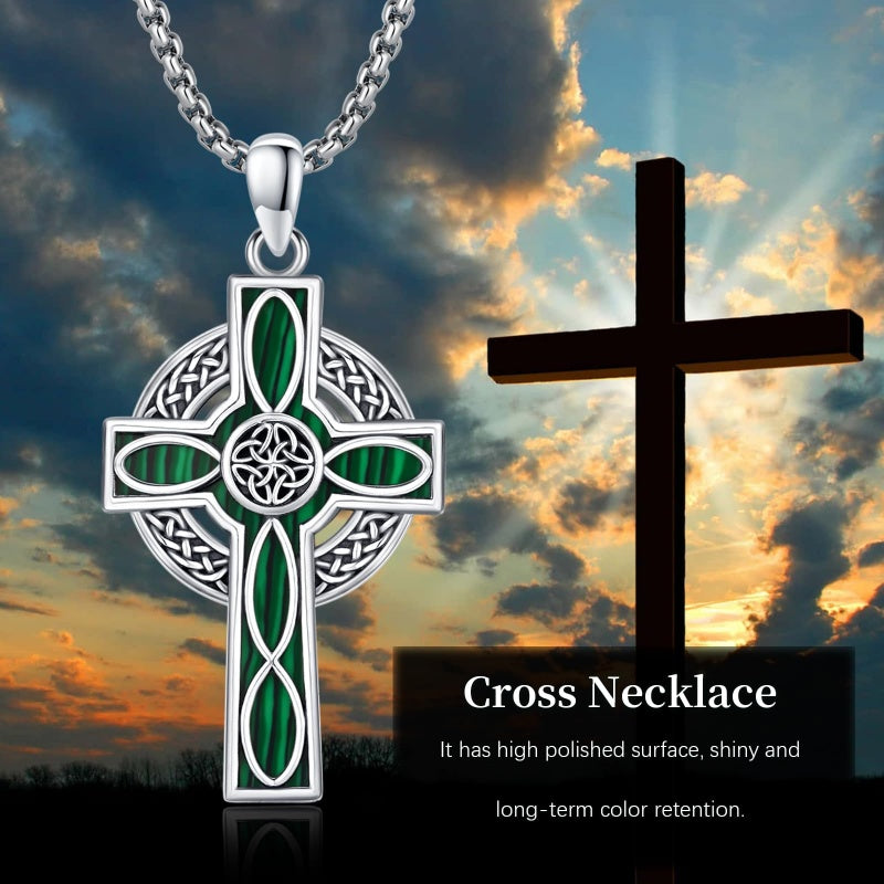 14K Gold Plated Celtic Vikin Cross Pendant Necklace Irish Jewelry Religious Protective Gift