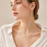 14K Gold Plated Cross Pendant Necklace for Women Religious Jewelry