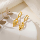 14k Gold Plated Striking Rhombus- Shaped Twisted Design Earrings for Women