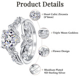 Sterling Silver 10K 14K 18K Gold Heart Moss Agate Opal Cubic Zirconia Promise Rings For Women