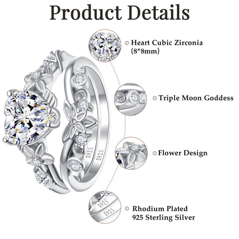 Sterling Silver 10K 14K 18K Gold Heart Moss Agate Opal Cubic Zirconia Promise Rings For Women