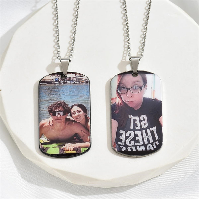 Stainless Steel Personalized Photo Dog Tag  Necklace