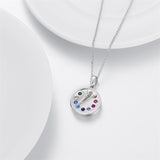 Sterling Silver Artist Paint Palette and Brush  Locket Pendant Necklace