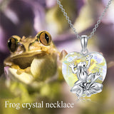 Sterling Silver Crystal Birthstone Frog Pendant Necklace