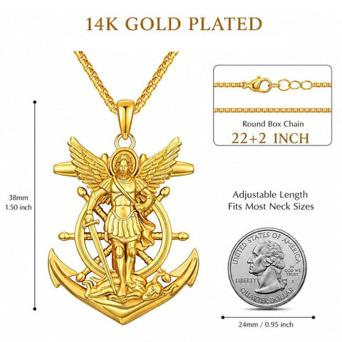 Christian Religious Medal Amulet 14K Gold Plated Pendant  Necklace