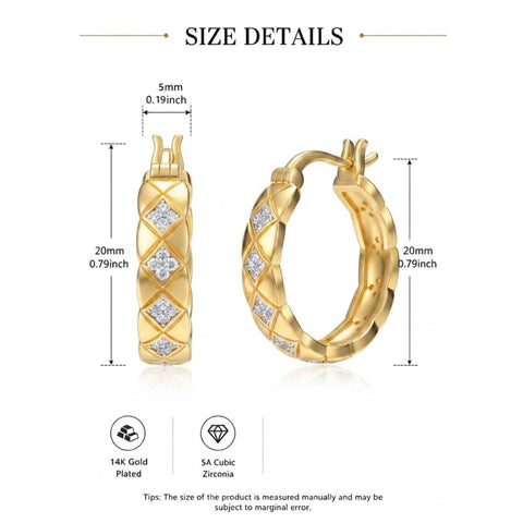 14K Gold Plated Hoop Earrings Jewelry Gift for Birthday Anniversary Mother's Day