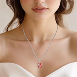Sterling Silver Crystal Guardian Angel Caduceus Pendant Necklace