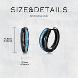 Sterling Silver Cross Celtic Knot Turquoise Hoop Earring for Men