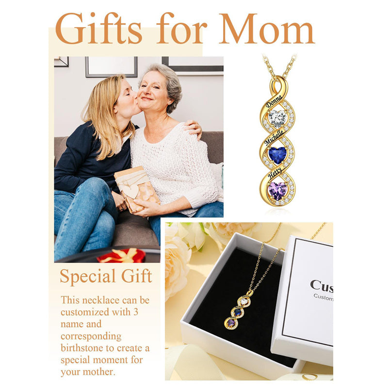 Sterling Silver Personalized  Birthstone Infinity Necklace for Women