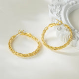 14K Gold Plated Thick Twisted Hoop Earrings for Women