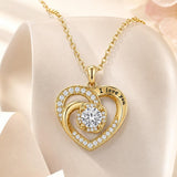 14K Gold Plated  Birthstone Heart Pendant  Necklace for Women Engraved with  I Love You