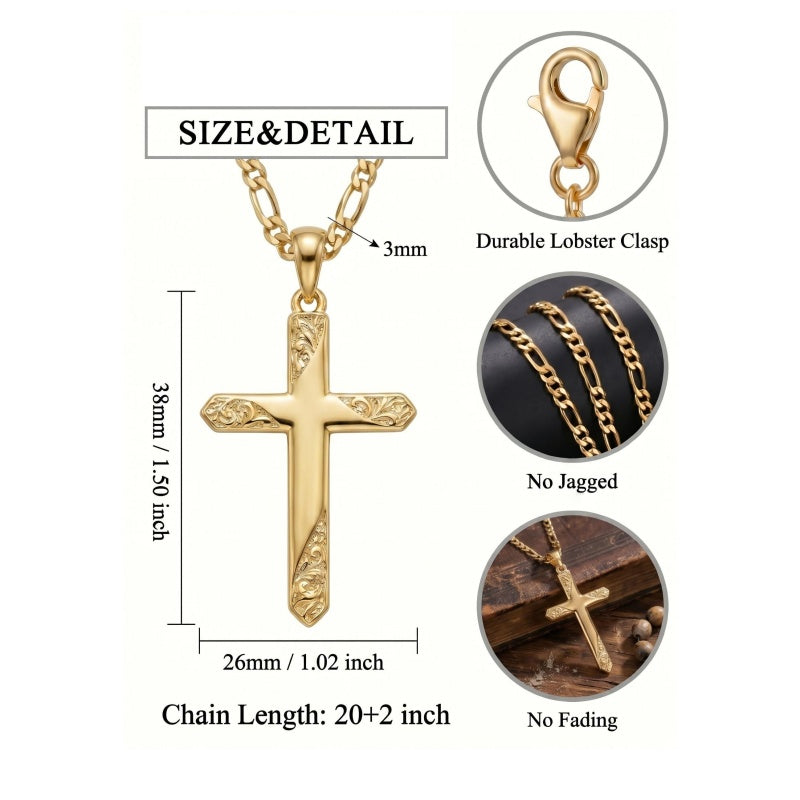 14K Gold Plated Cross Pendant necklace