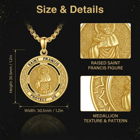 14K Gold Plated Patron Saint Necklace Saint Medal Catholic Amulet Jewelry