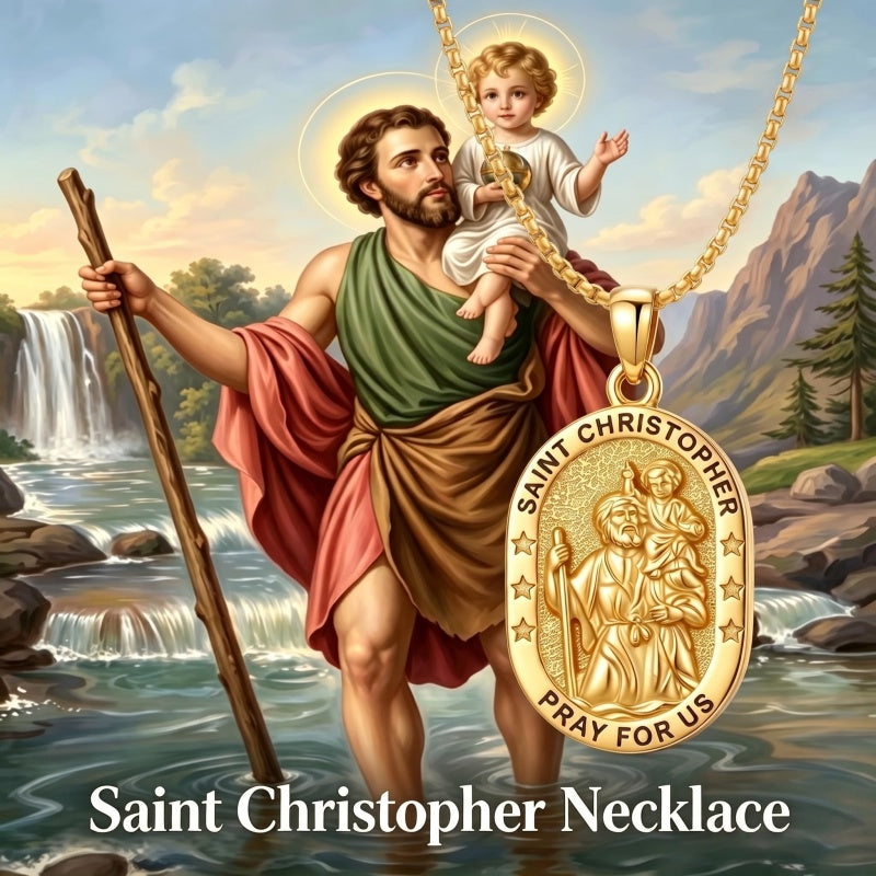 14K Gold  Plated Patron Saint Pendant Necklace Catholic Saints Religious Protective Jewelry Gift