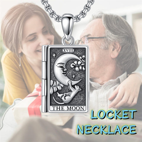 Sterling Silver Sun Moon Lovers Tarot Card Photo Locket Necklace