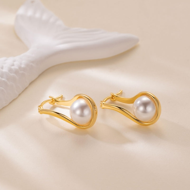 14K Gold Plated Pearl  Earrings for Women