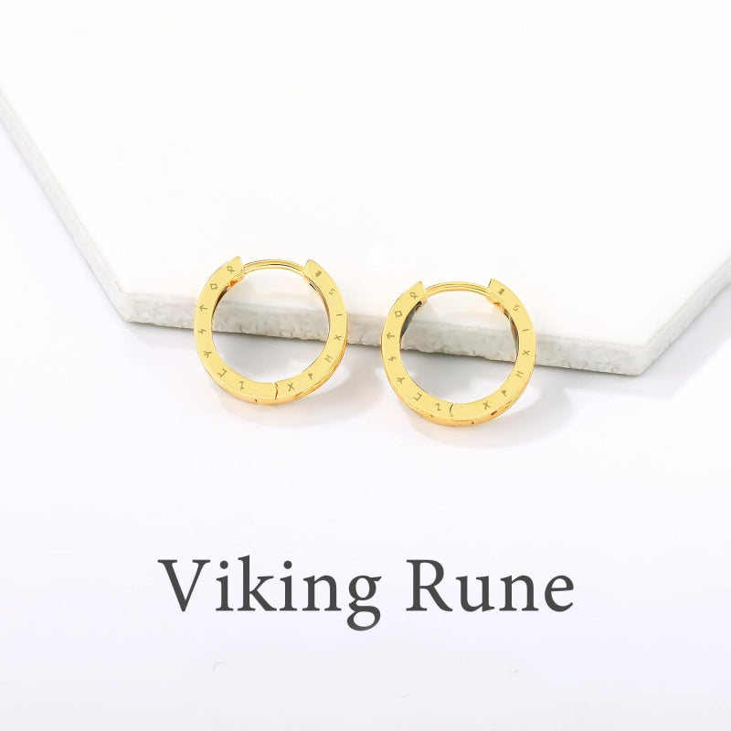 14K Gold Plated  Viking Hoop Earrings