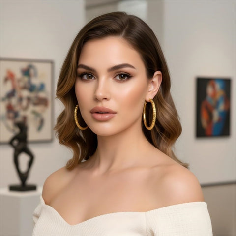 14K Gold Plated  Lightweight Hoop Earring for Women
