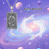 Sterling Silver Tarot Card 12 Zodiac Sign Pendant Necklace