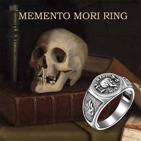 Sterling Silver Gothic Skull  Momento Mori Memento Mori Signet Ring